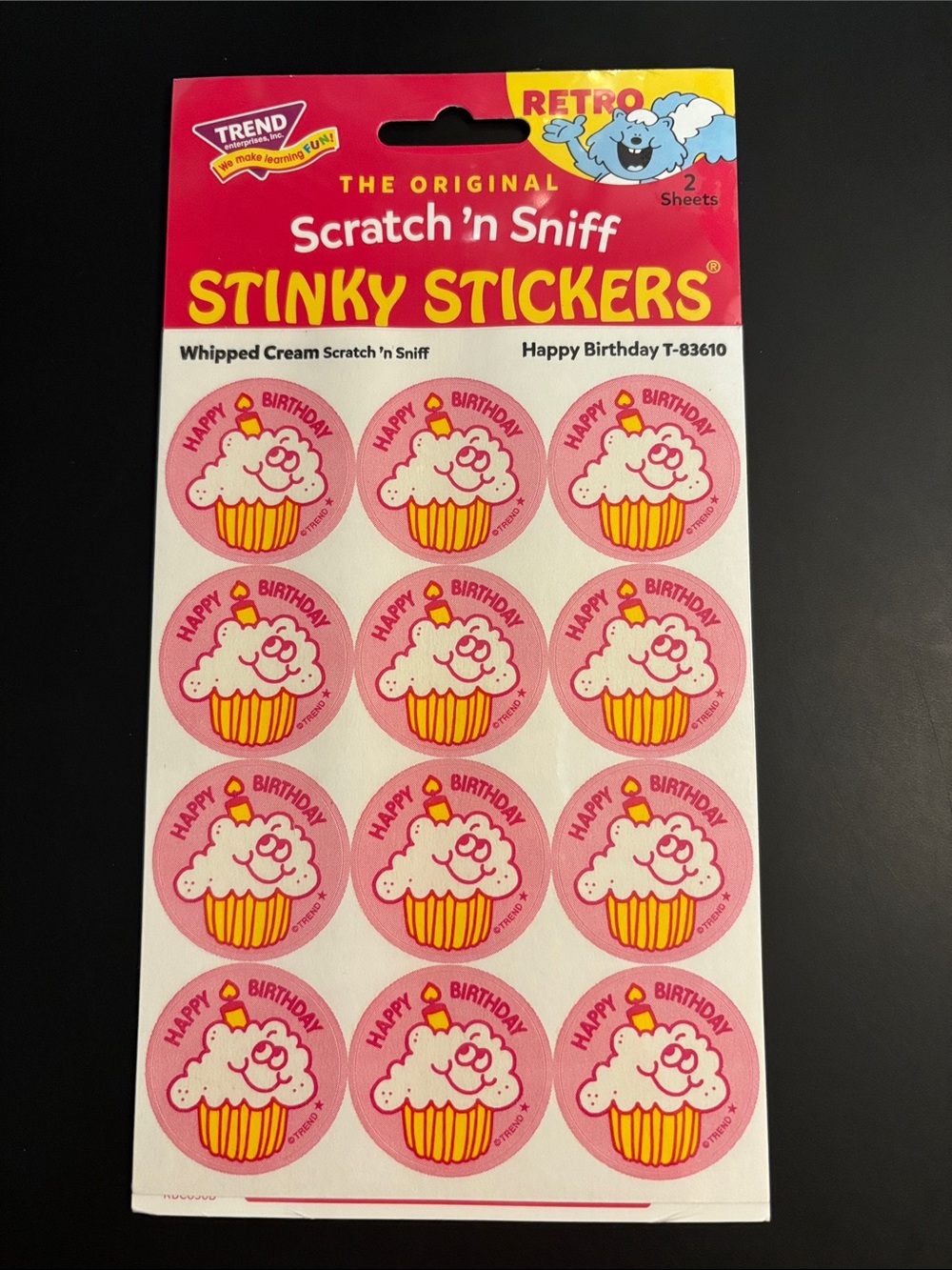 Retro Trend Scratch 'n Sniff Stinky Stickers Whipped Cream 2 Sheets